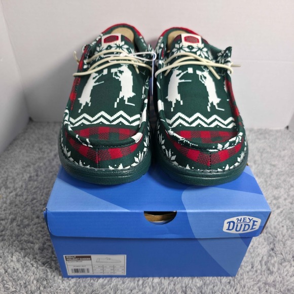 Hey Dude Wally Green Holiday Cheers Christmas Slip On Shoes Mens Size 10 Loafers main image 9
